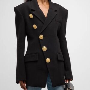 Balmain Paris Black Blazer with Gold Embellishments